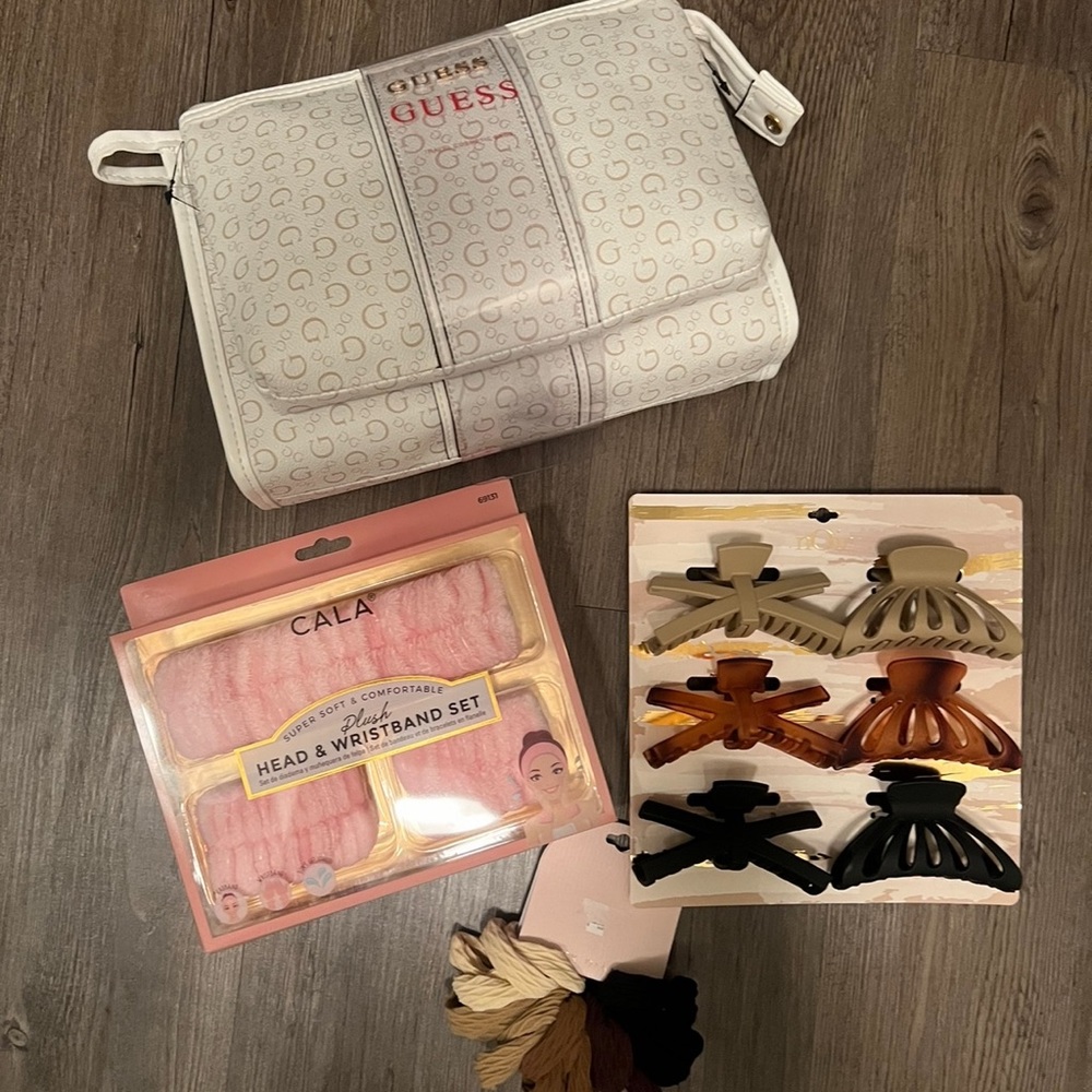 Guess bags snd CALA Plush Pink Head & Wristband Set 4 item bundle